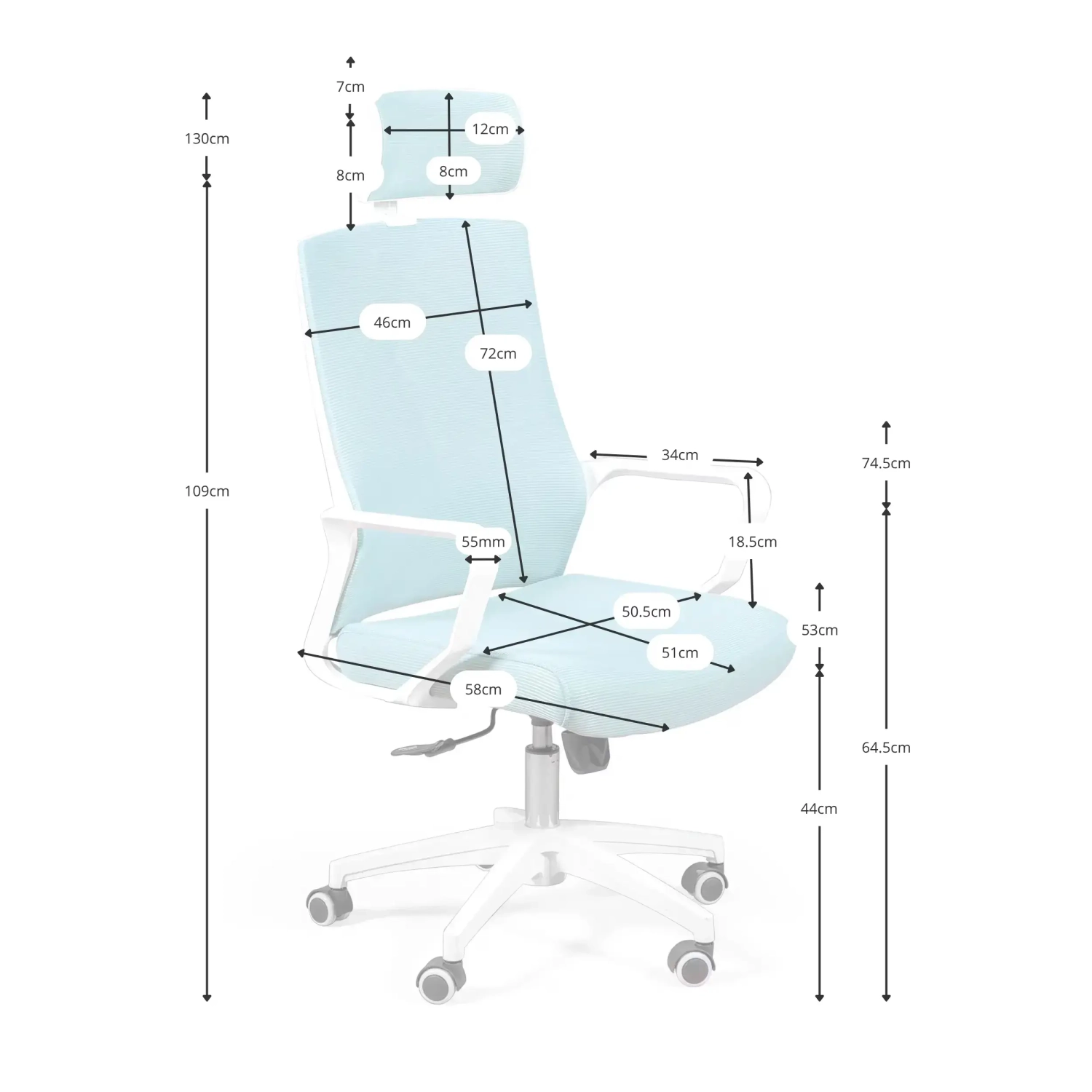 Ergonomiczne krzesło biurowe z zagłówkiem  - Mobelarium