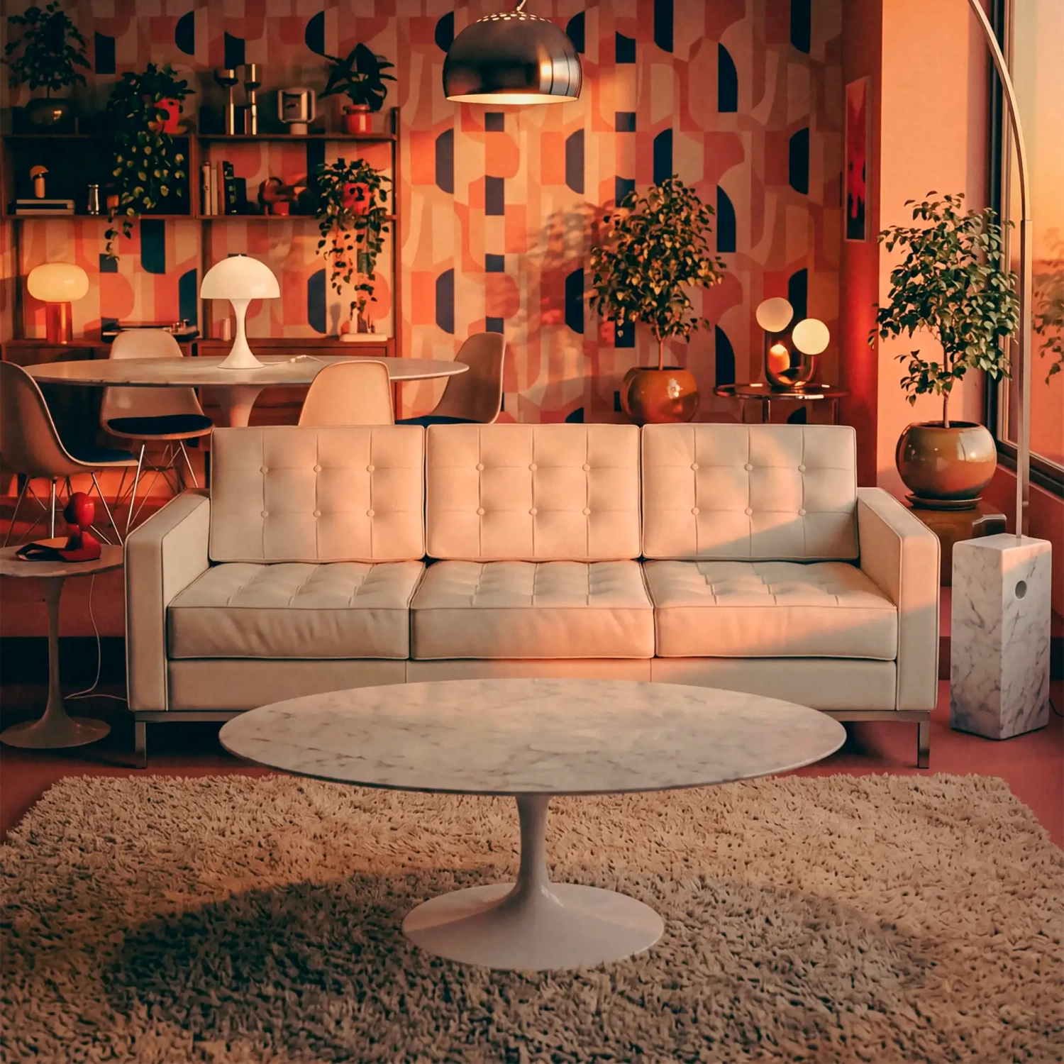Venice 3-zitsbank in Italiaans leer | Florence Knoll geïnspireerd ontwerp