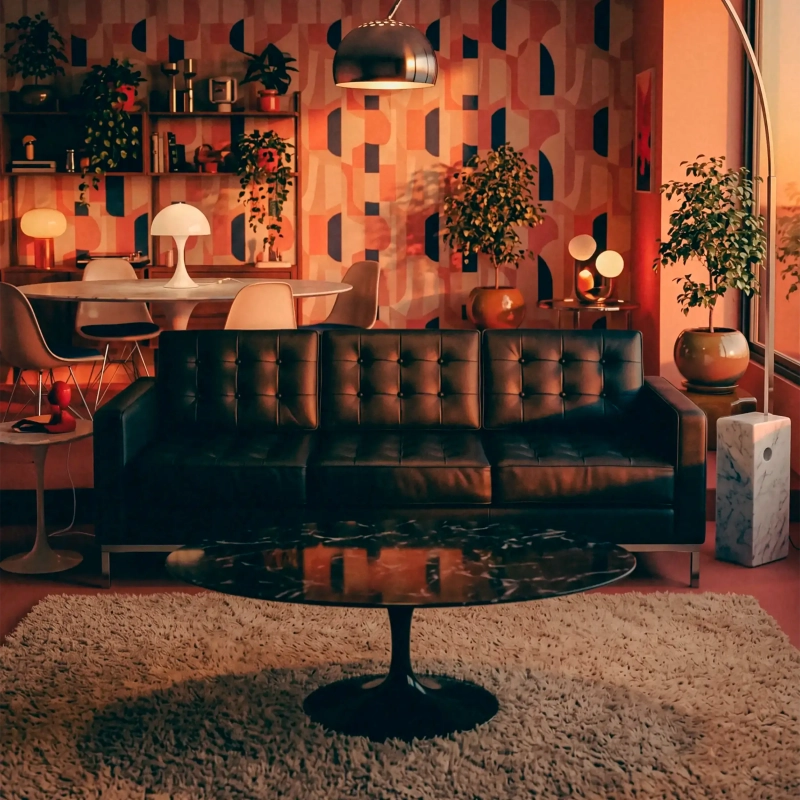 Venice 3-zitsbank in Italiaans leer | Florence Knoll geïnspireerd ontwerp