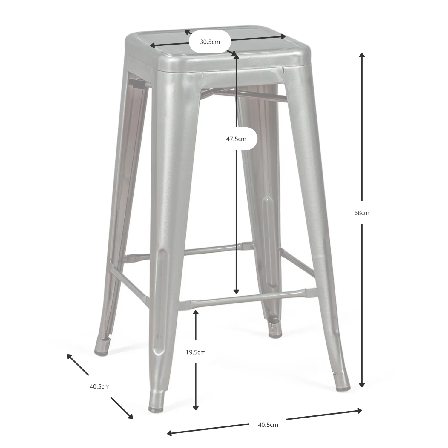 Industrial Bistro jakkara 66 cm - Teollisuusjakkarat - Mobelarium