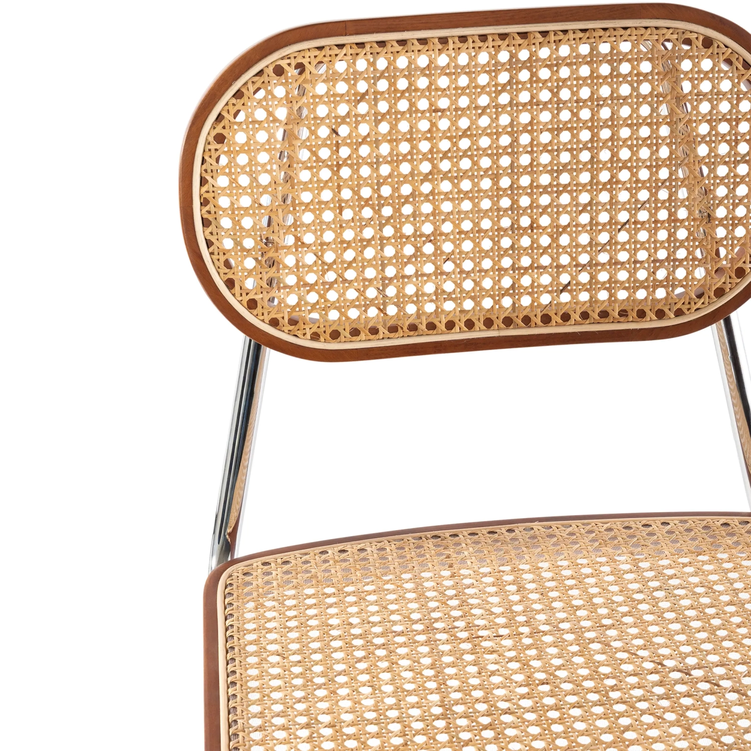 Stuhl „Lucio“ aus Naturrattan mit Freischwinger-Untergestell