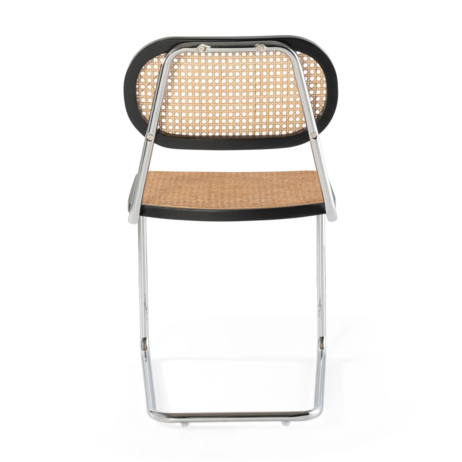 Stuhl „Lucio“ aus Naturrattan mit Freischwinger-Untergestell