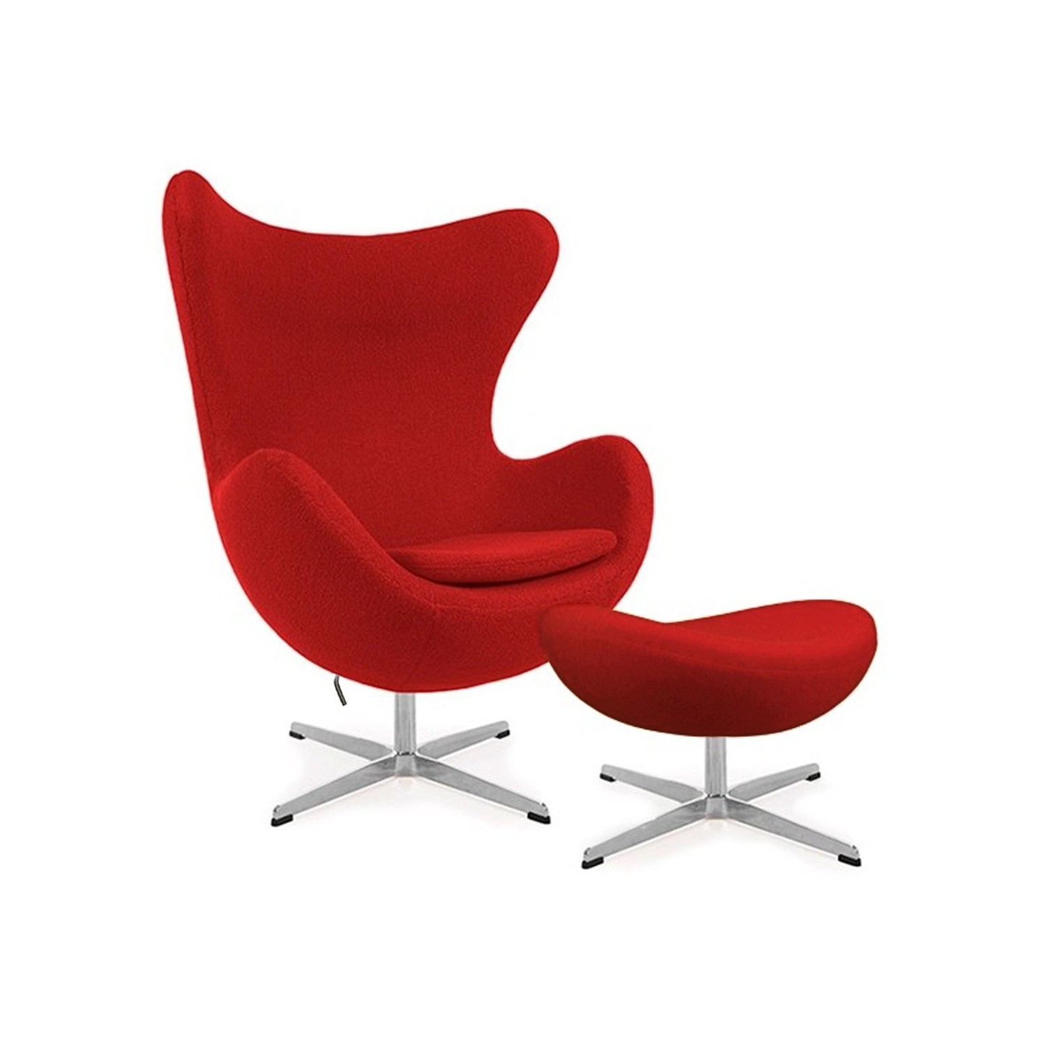 Replika krzesła jajko z podnóżkiem autorstwa projektanta Arne Jacobsen