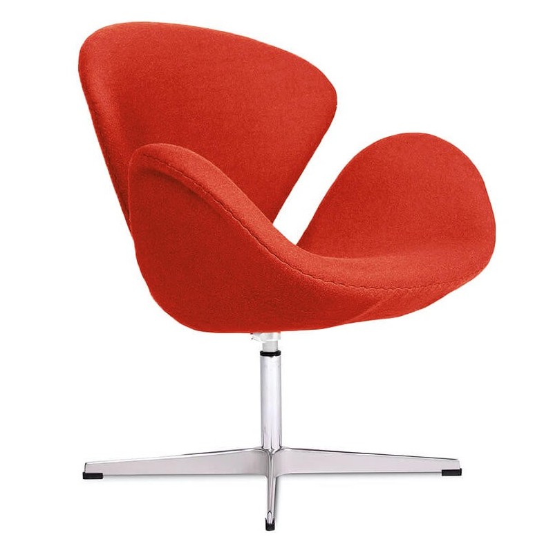 Replica della Swan Chair in cashmere di Arne Jacobsen