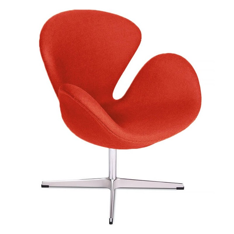 Replica della Swan Chair in cashmere di Arne Jacobsen