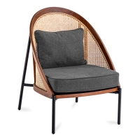 Silla Robín en ratán natural y cojín de algodón con estilo nórdico