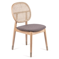 Sedia Marsh in Rattan Naturale e Cuscino in Cotone Stile Vintage