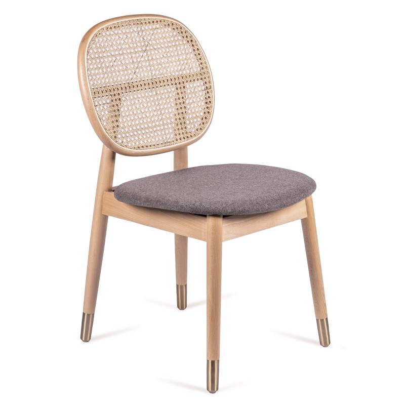 Sedia Marsh in Rattan Naturale e Cuscino in Cotone Stile Vintage