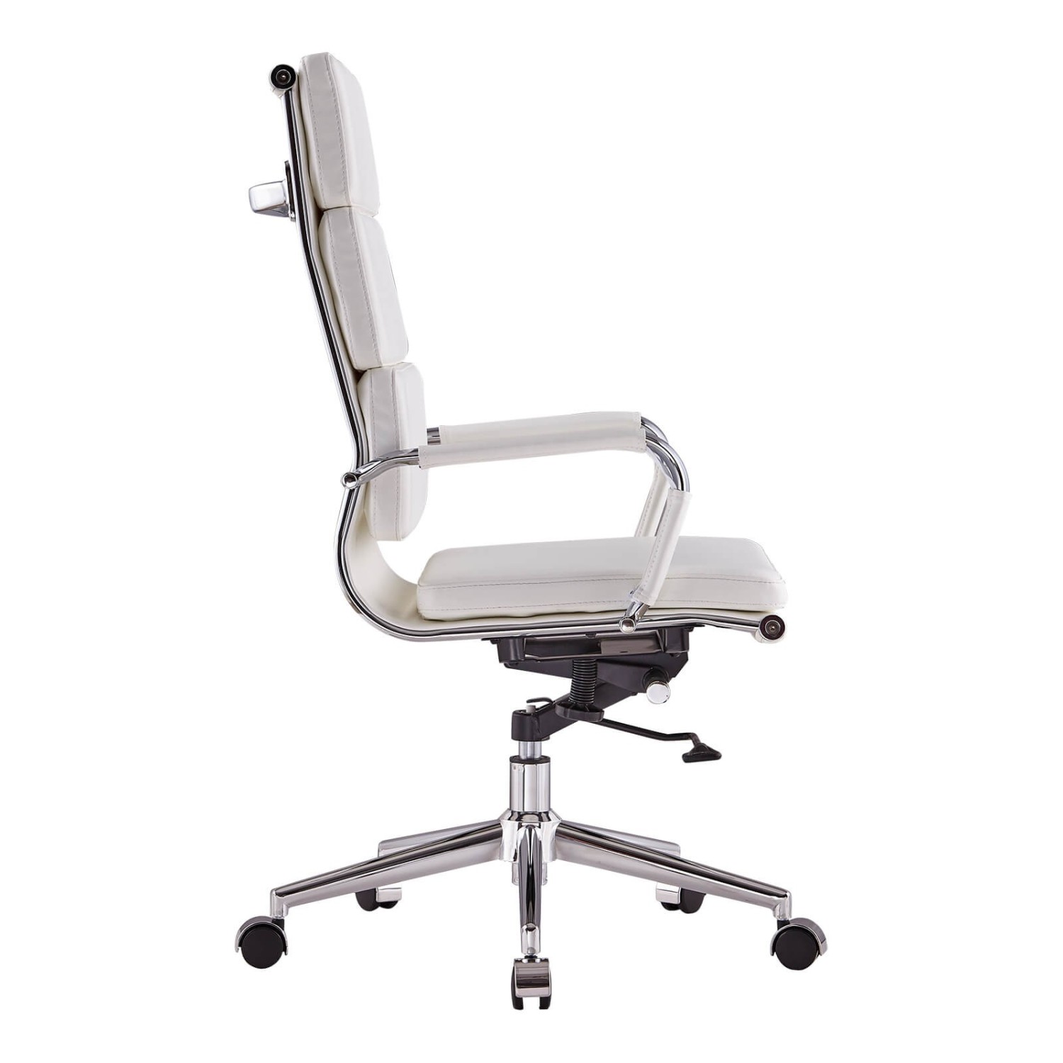 Cadeira de escritório almofada macia com encosto alto em couro sintético