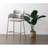 High Upholstered Stool with Golden Legs