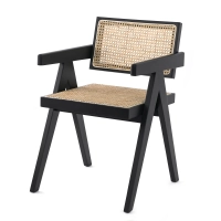 Replica della sedia Chandigarh con braccioli del designer Pierre Jeanneret 