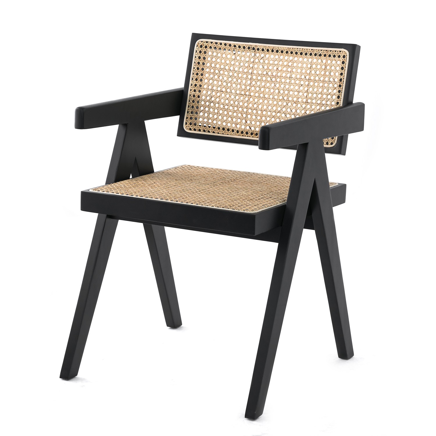 Réplique de la chaise Chandigarh avec accoudoirs du designer Pierre Jeanneret 