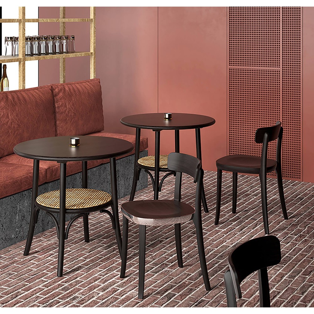 Vintage Oldhouse-tafel in natuurlijk rotan en essenhout