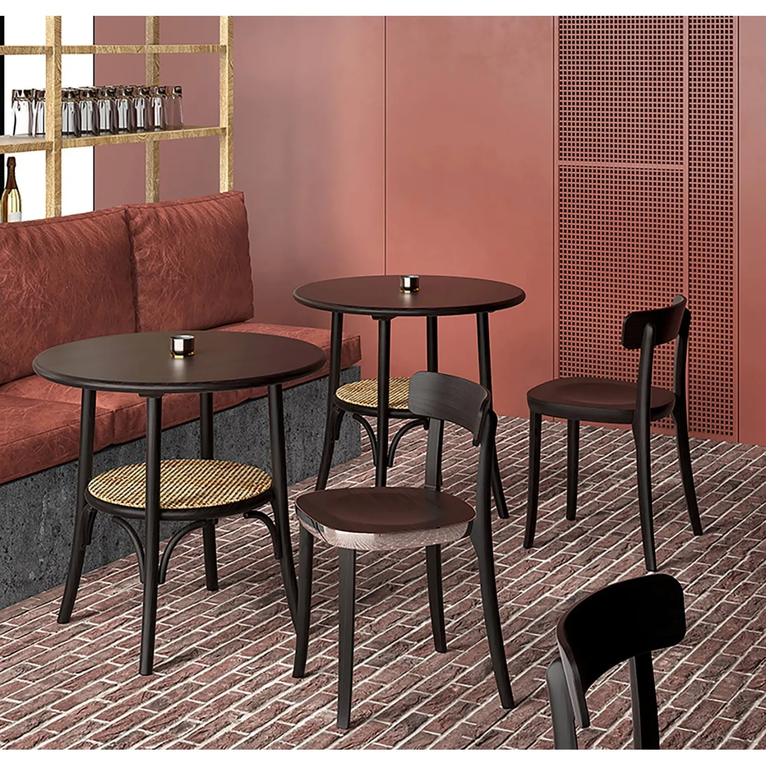 Vintage Oldhouse Tisch aus natürlichem Rattan und Eschenholz