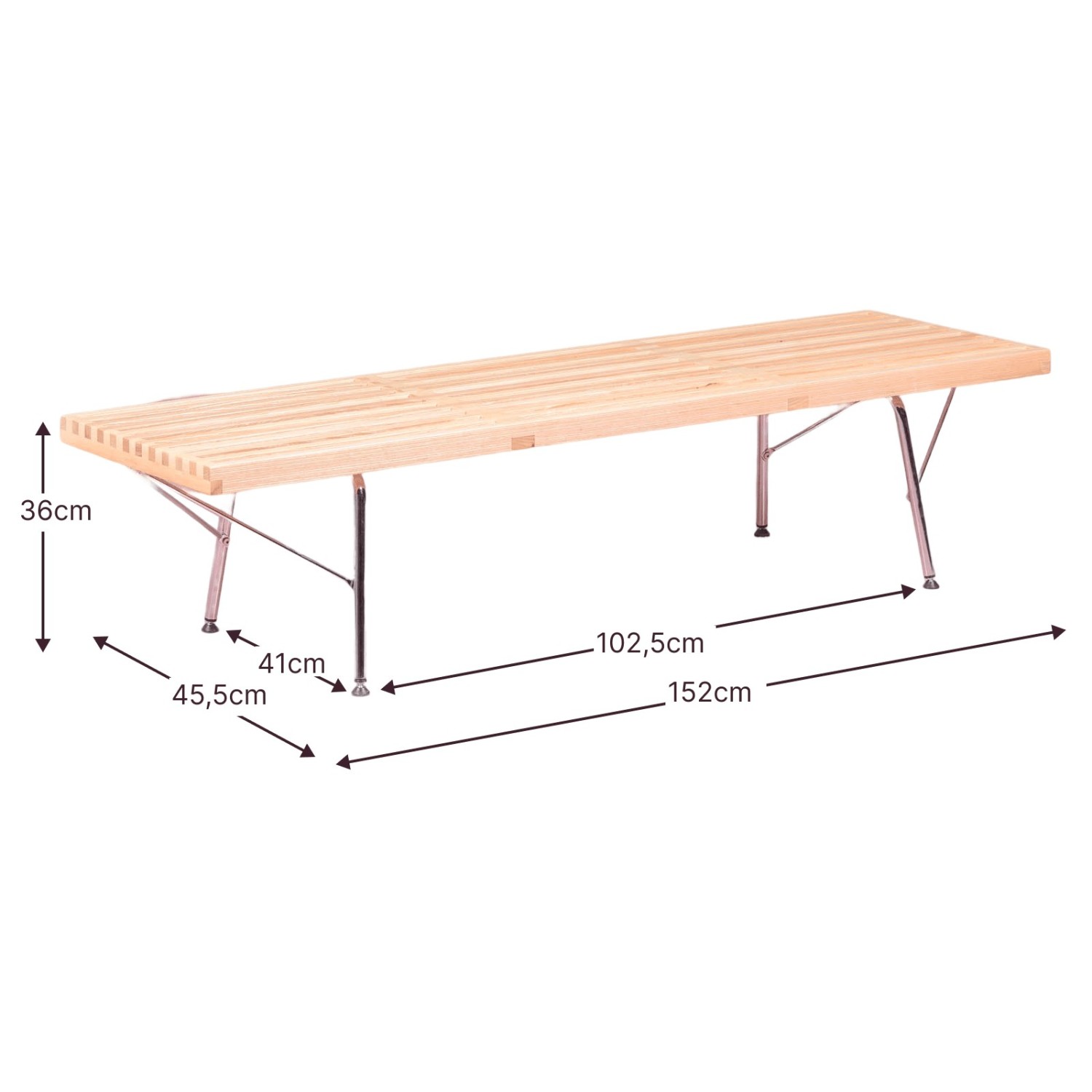 Banc vintage Nelhouse en frêne naturel