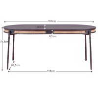 Table à manger Glorious 180cm en rotin naturel