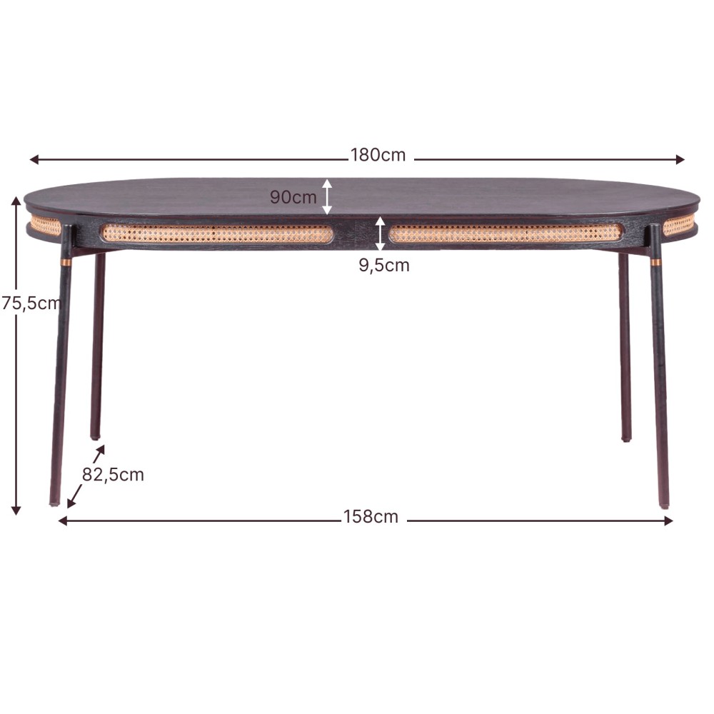 Glorious Esstisch 180 cm aus natürlichem Rattan