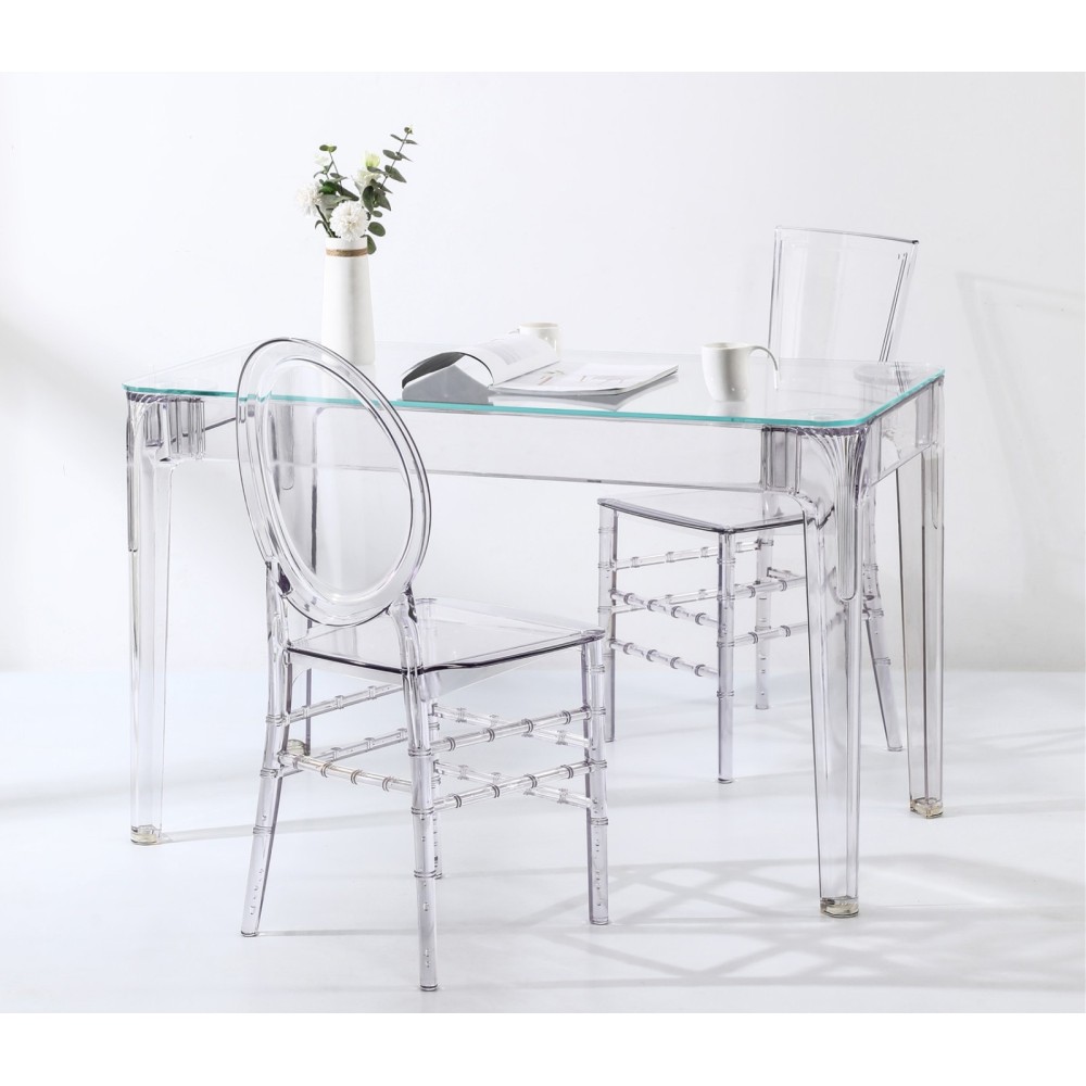 Pak Ghost-tafel 120 cm en 4 Felipe Ghost-stoelen