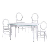 Pack Mesa Ghost 120cm Y 4 Sillas Felipe Ghost