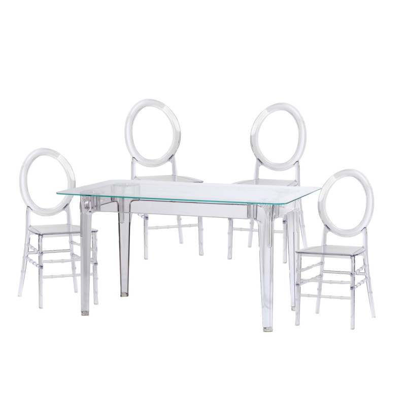 Pack Tavolo Ghost 120cm E 4 Sedie Felipe Ghost