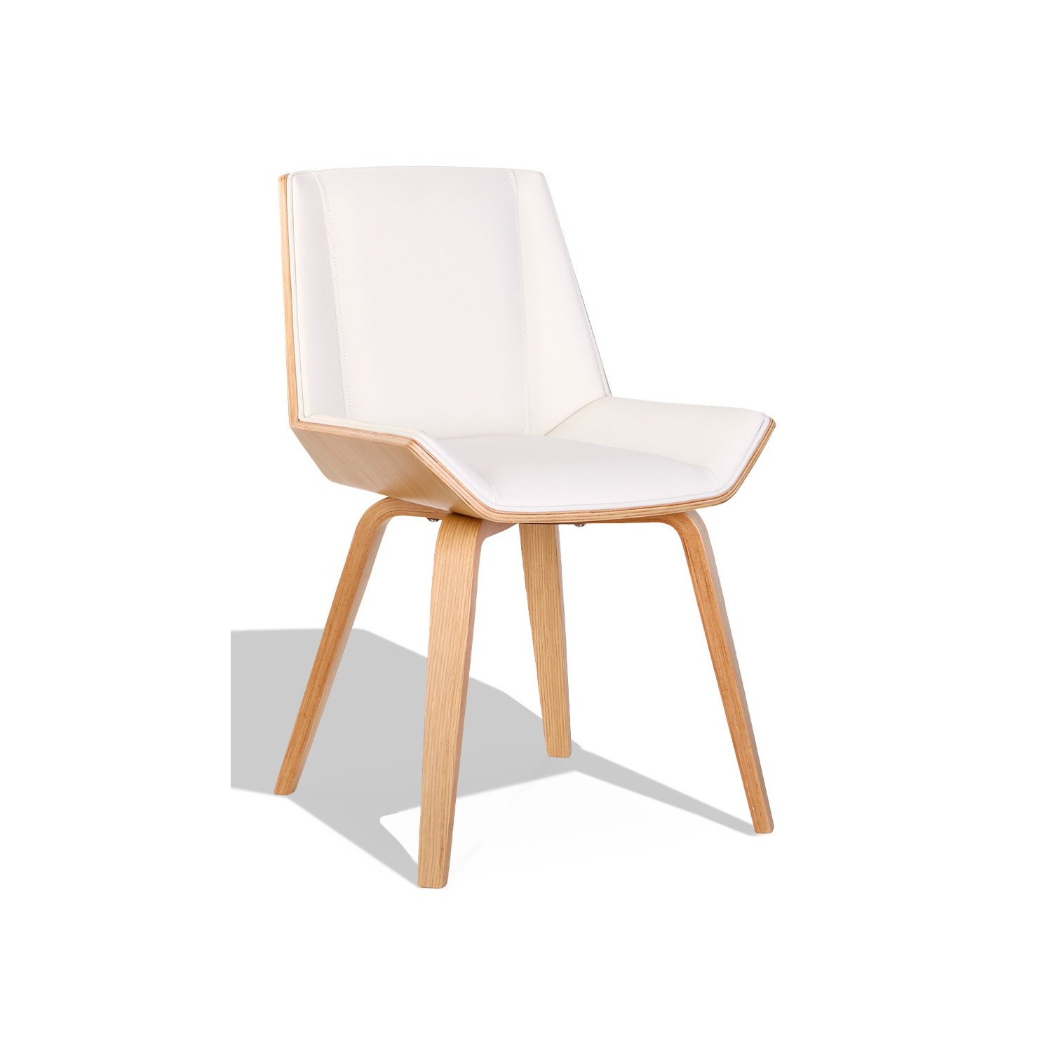 Cadeira Nordic Plywood S com almofada de couro sintético e madeira de bordo