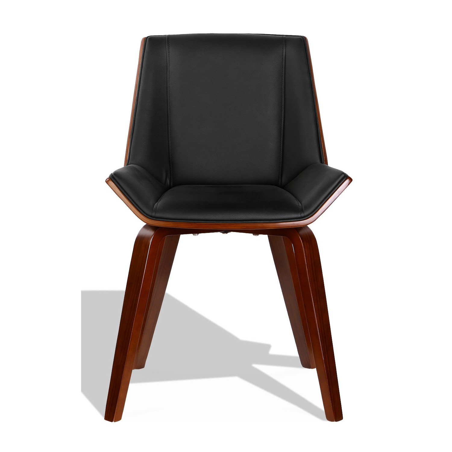Cadeira Nordic Plywood S com almofada de couro sintético e nogueira