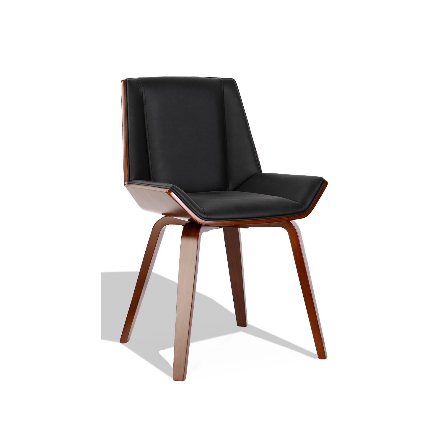 Cadeira Nordic Plywood S com almofada de couro sintético e nogueira