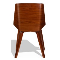 Nordic Plywood S-stoel met kussen van kunstleer en notenhout