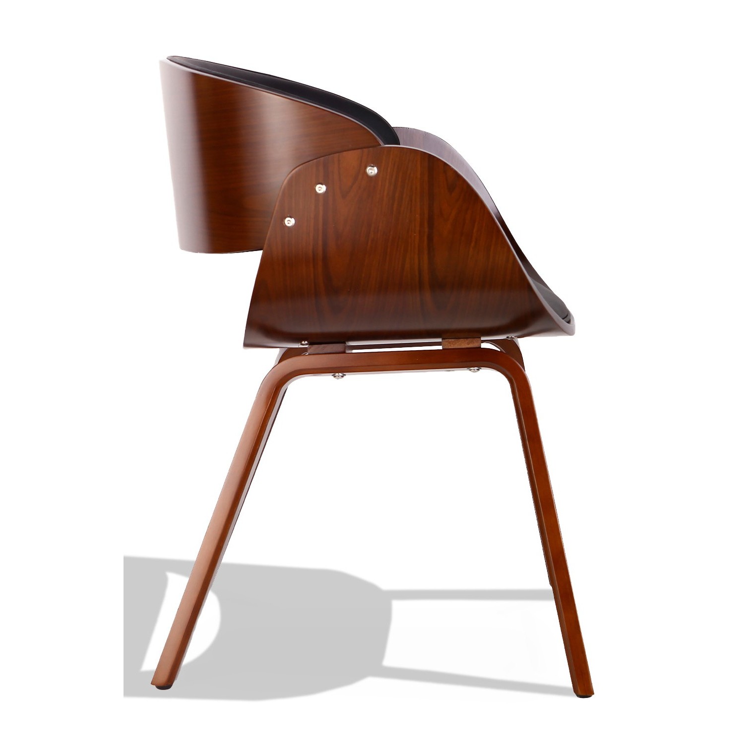 Nordic Burrow S chair with leatherette cushion in walnut wood