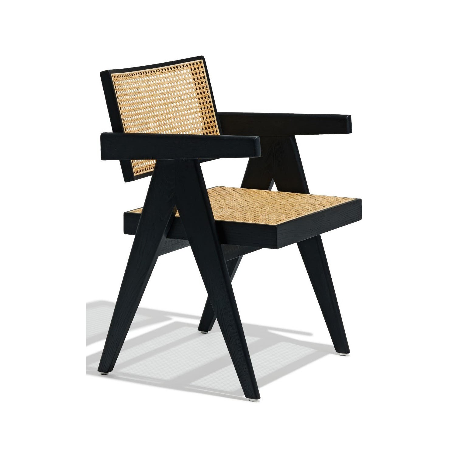 Sedia Compass con braccioli in legno di teak e rattan naturale
