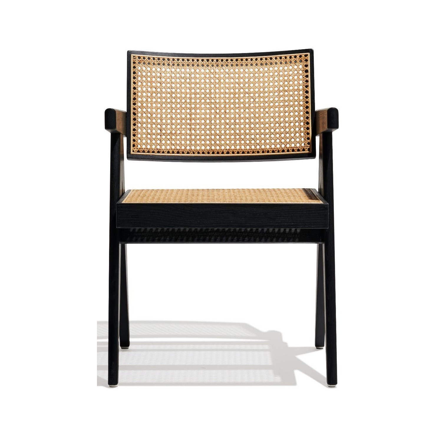 Sedia Compass con braccioli in legno di teak e rattan naturale