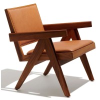 Comfort-loungetuoli Compass teak-puuta ja italialaista nahkaa