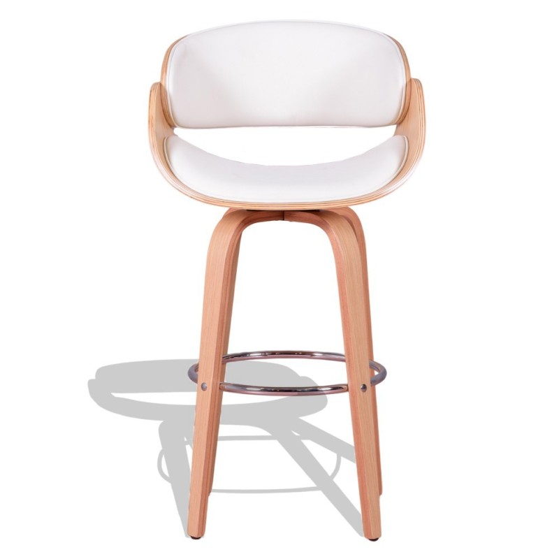 Burrow stool in maple wood and leatherette cushion