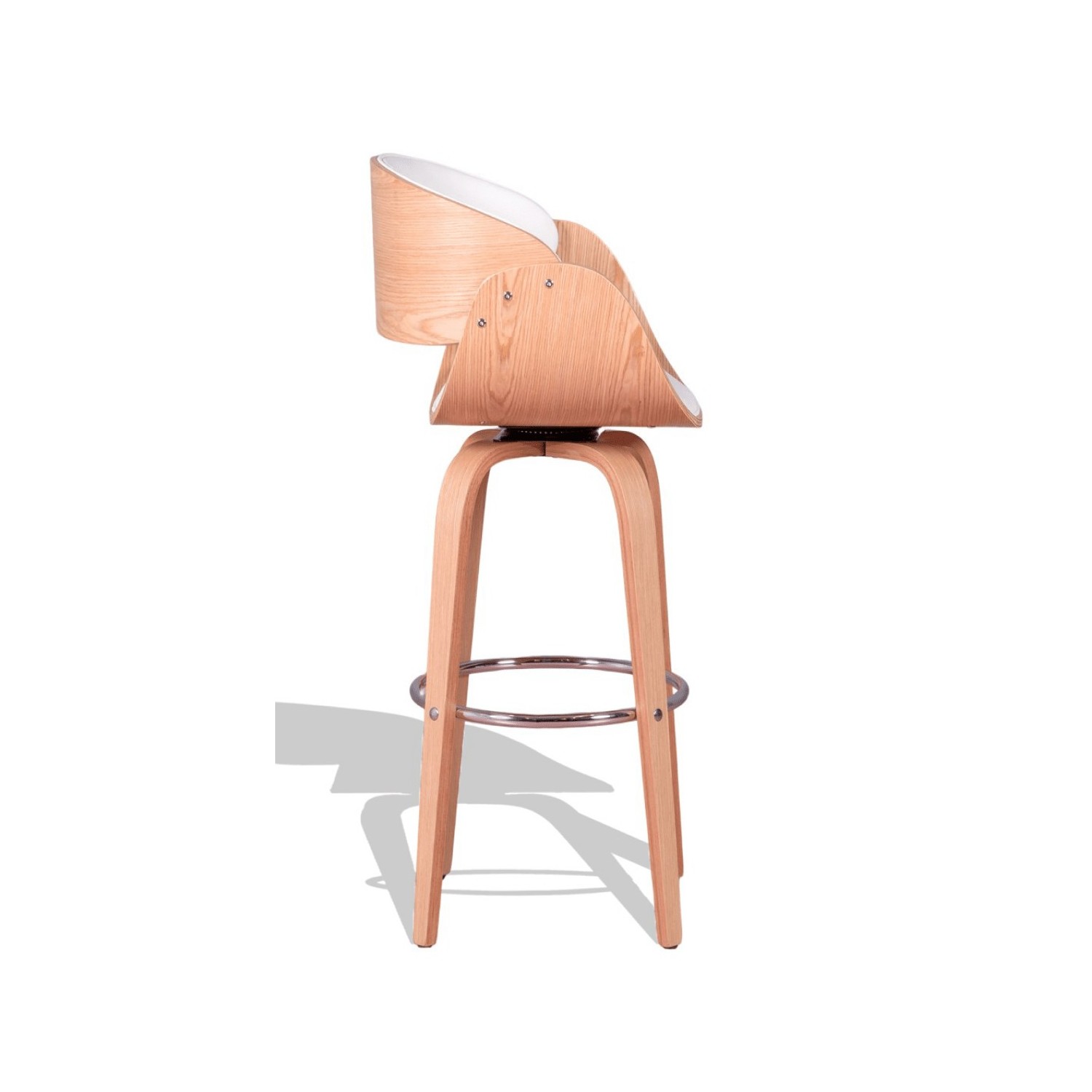Burrow stool in maple wood and leatherette cushion