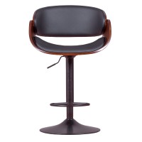 Barstol Burrow Lift i valnötsträ och dyna i konstläder