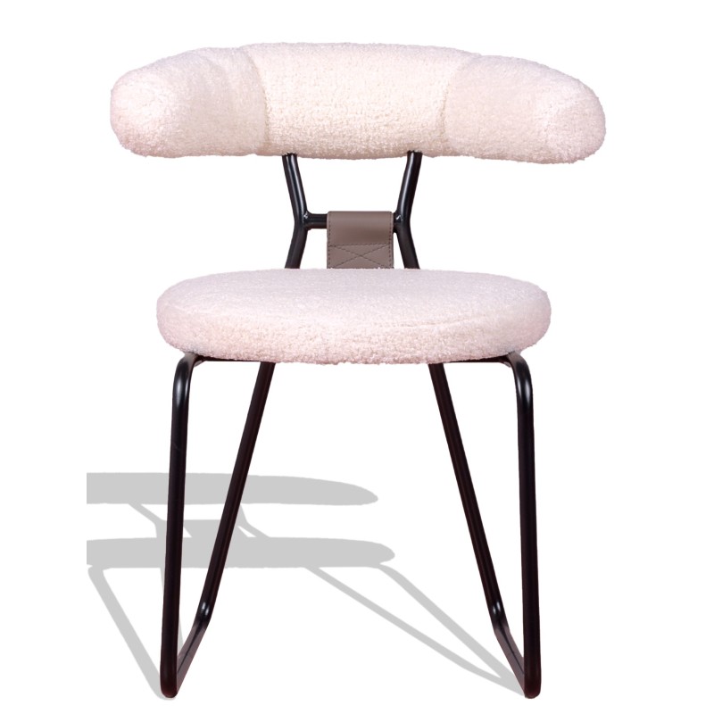 Sedia di design Oxford rivestita in bouclé