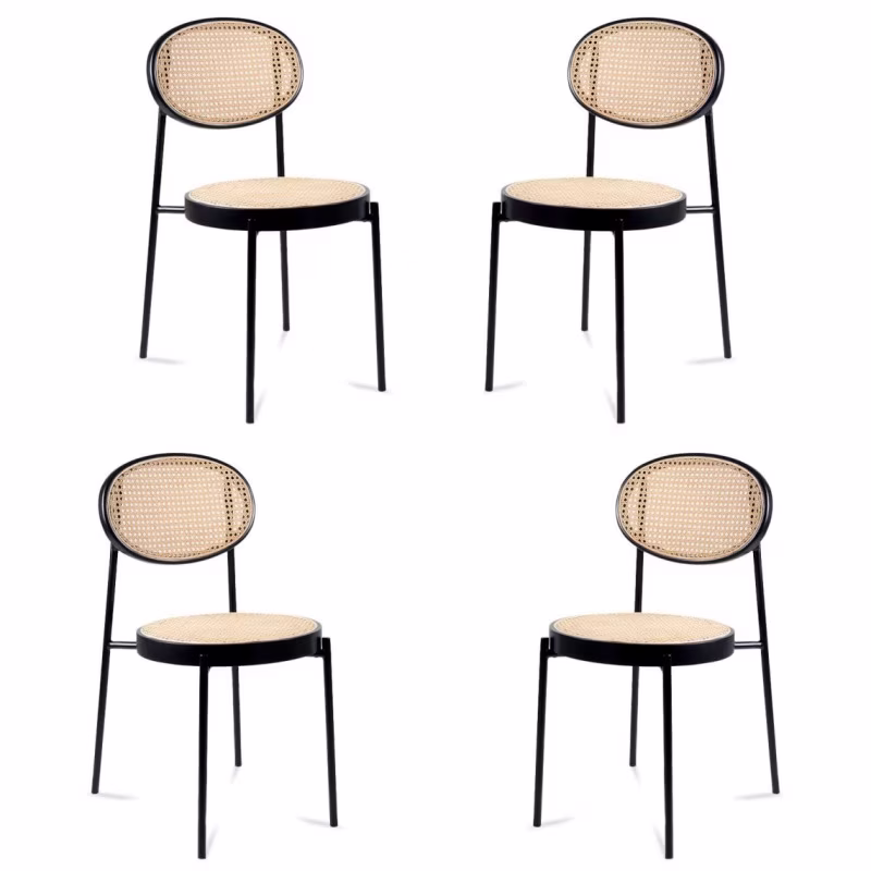 Conjunto de 4 cadeiras de jantar em rotim natural Preston