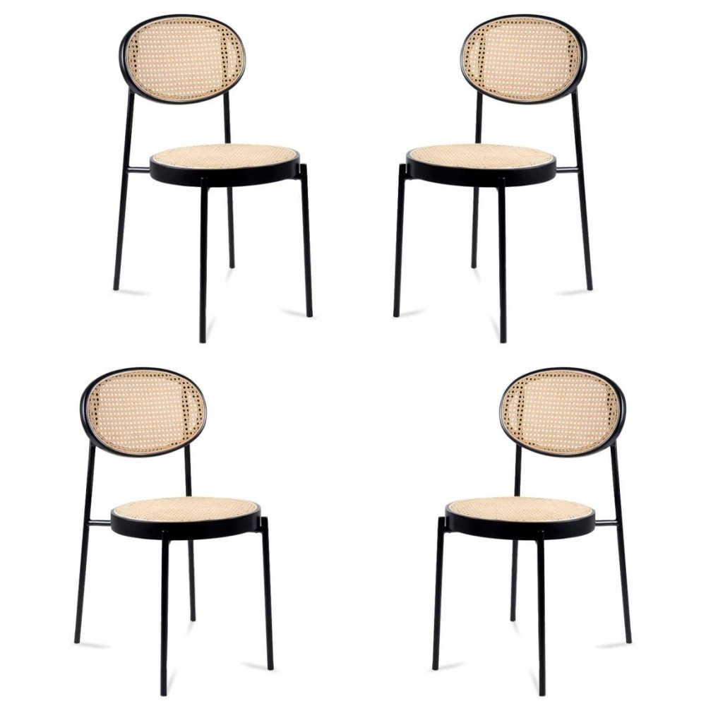 Förpackning med 4 matstolar i naturrotting Preston