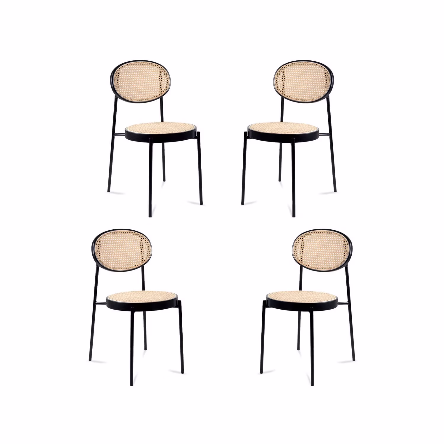 Preston Stuhl aus natürlichem Rattan und schwarz lackiertem Aluminium
