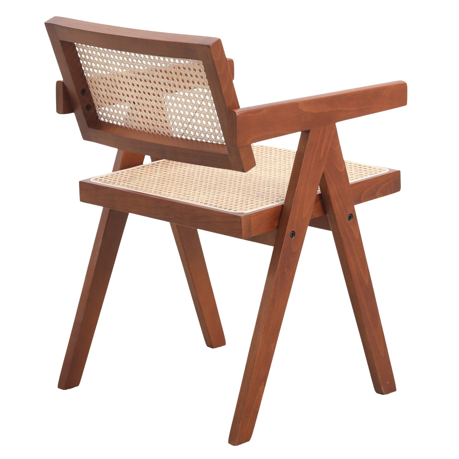 Replica della sedia Chandigarh con braccioli del designer Pierre Jeanneret 