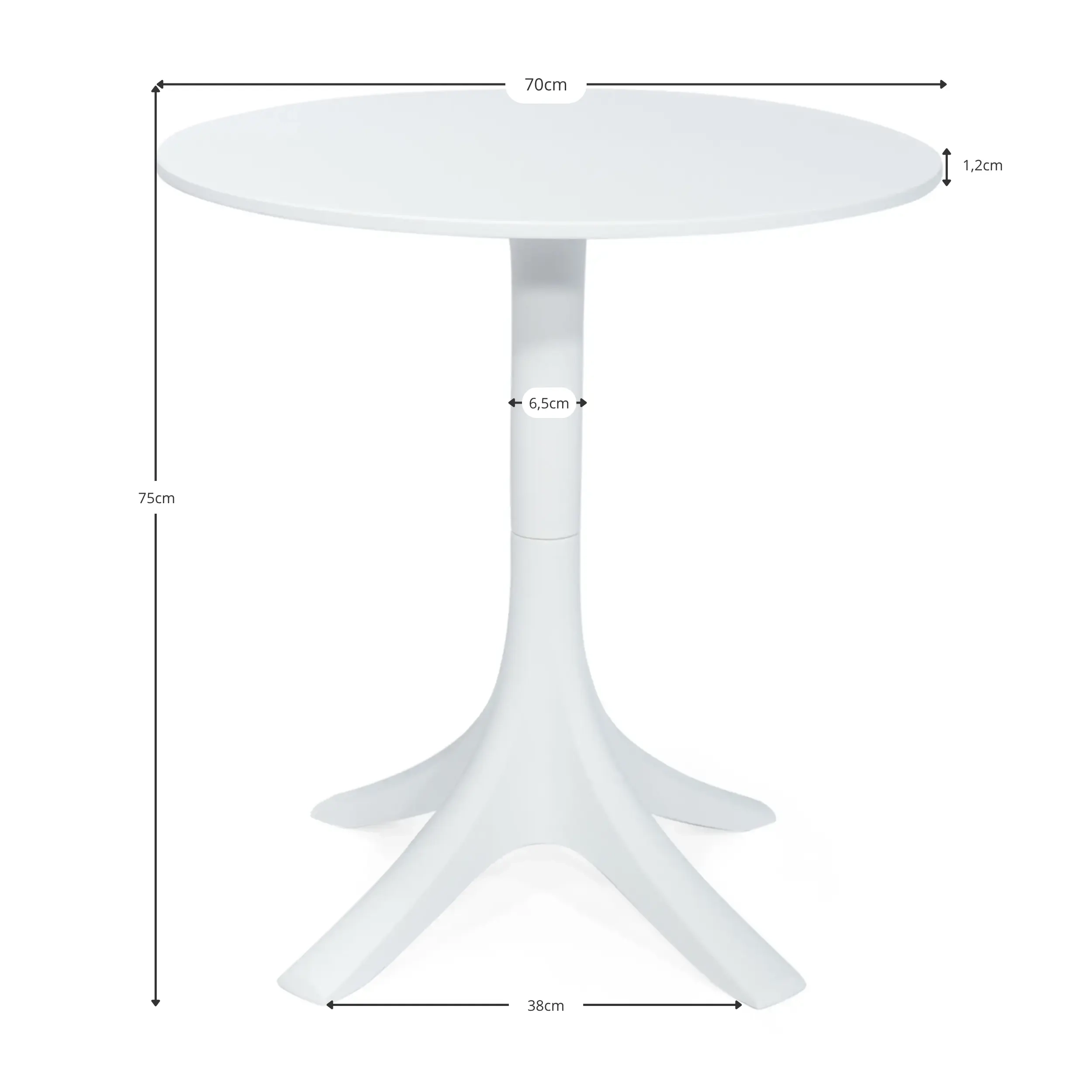 Runder Esstisch aus Polypropylen (70 cm Durchmesser) – Designer-Tische für den Außenbereich